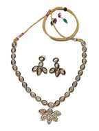 Elegant Green Kundan Floral Necklace Set with Matching Earrings for Women | Adjustable Traditional Jewelry