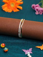Gold-Tone Crystal Designer Cuff Bracelet for Women | Elegant Open Bangle with Pavé Accents