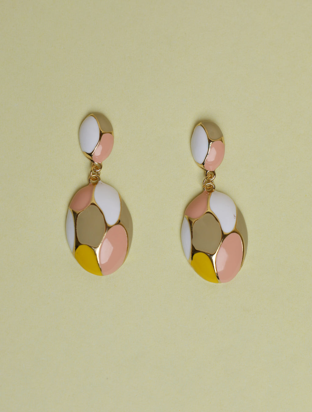 Multicolor Geometric Enamel Drop Earrings for Women | Gold-Tone Statement Earrings
