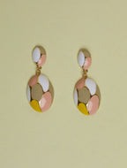 Multicolor Geometric Enamel Drop Earrings for Women | Gold-Tone Statement Earrings