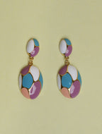 Multicolor Enamel Drop Earrings for Women | Gold-Tone Geometric Statement Earrings