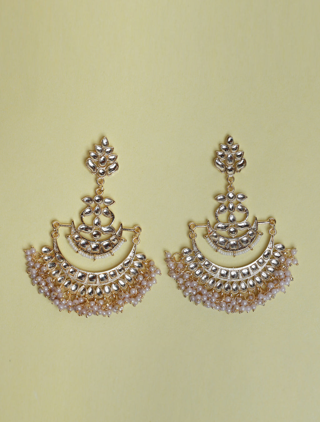 Chandbali Earrings with Pearl Beads for Women | Bridal & Wedding Statement Earrings