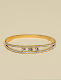 Gold-Tone Crystal Open Cuff Bracelet for Women | Elegant Minimalist Bangle