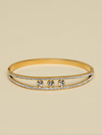 Gold-Tone Crystal Open Cuff Bracelet for Women | Elegant Minimalist Bangle