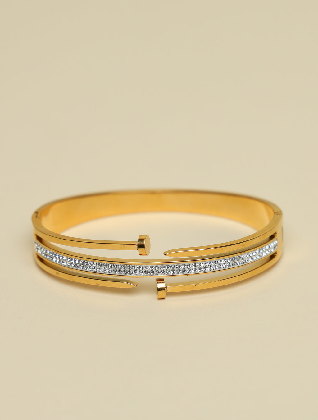Women's Gold-Plated Crystal Open Cuff Bracelet | Elegant Designer Adjustable Kada Bangle for Women & Girls