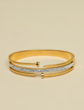 Women's Gold-Plated Crystal Open Cuff Bracelet | Elegant Designer Adjustable Kada Bangle for Women & Girls