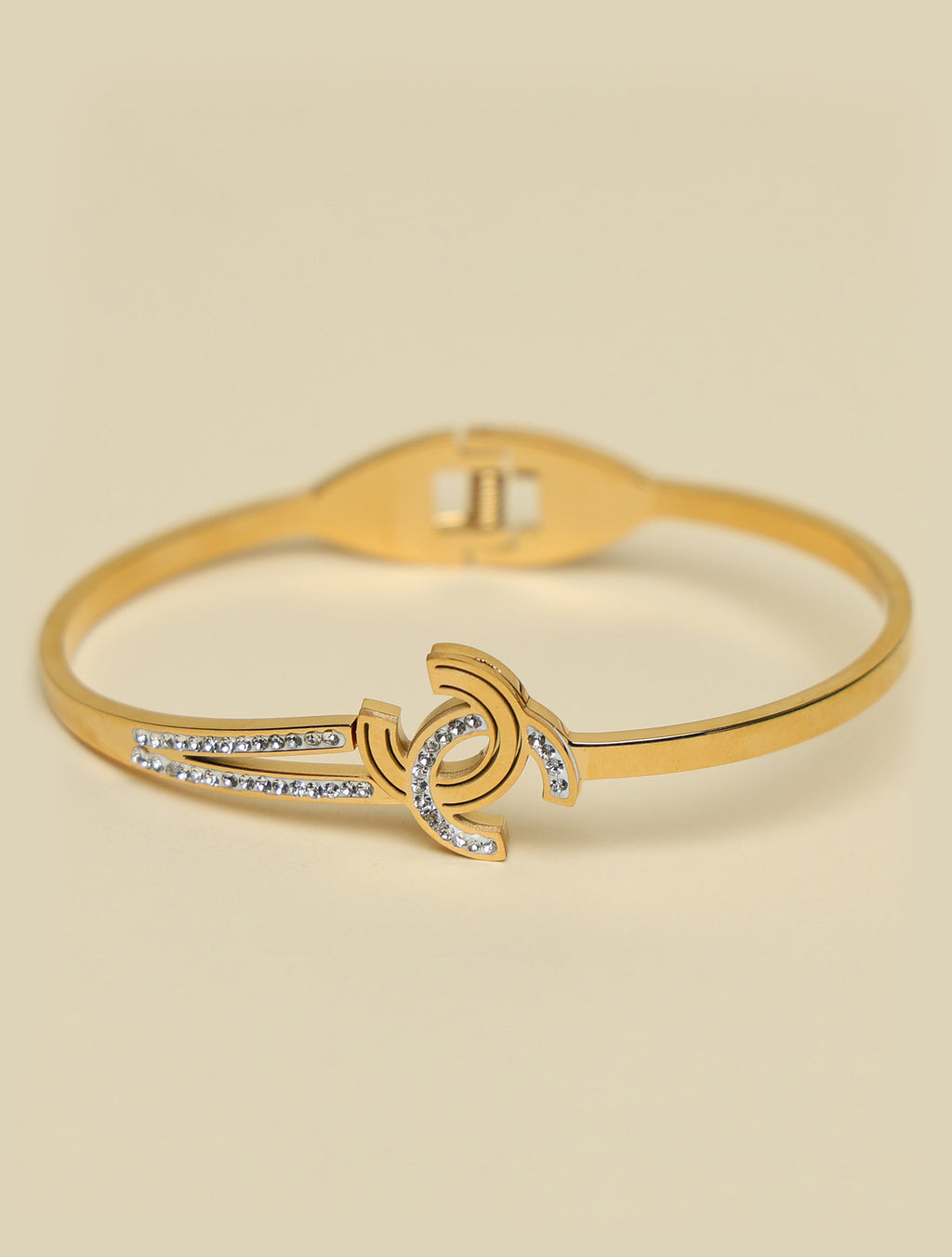 Women's Gold-Plated Crystal Designer Kada Bracelet | Elegant Swirl Pattern Bangle for Women & Girls