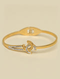 Women's Gold-Plated Crystal Designer Kada Bracelet | Elegant Swirl Pattern Bangle for Women & Girls