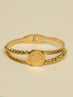 Women's Gold-Plated Lucky Clover Designer Kada Bracelet | Beaded Adjustable Fashion Bangle for Women & Girls