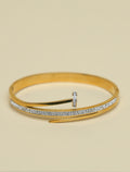Gold-Tone Nail Design Crystal Bangle Bracelet for Women | Elegant Designer Cuff Bracelet