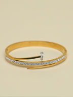 Gold-Tone Nail Design Crystal Bangle Bracelet for Women | Elegant Designer Cuff Bracelet