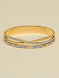 Gold-Tone Crystal Designer Cuff Bracelet for Women | Elegant Open Bangle with Pavé Accents