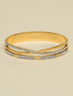 Gold-Tone Crystal Designer Cuff Bracelet for Women | Elegant Open Bangle with Pavé Accents