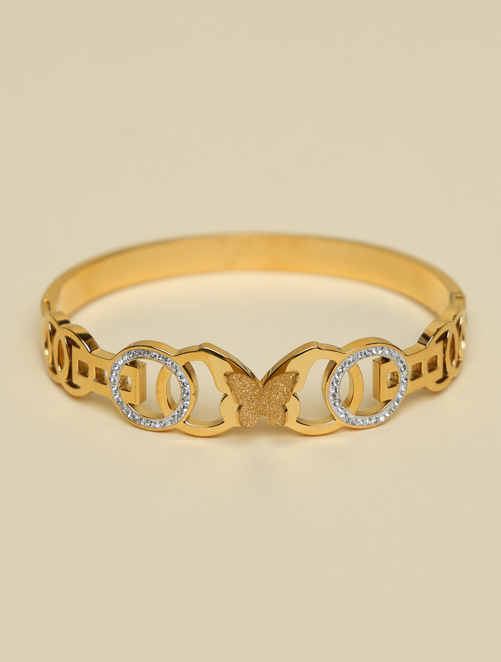 Women's Gold-Plated Butterfly Crystal Designer Kada Bracelet | Elegant Fashion Bangle for Women & Girls