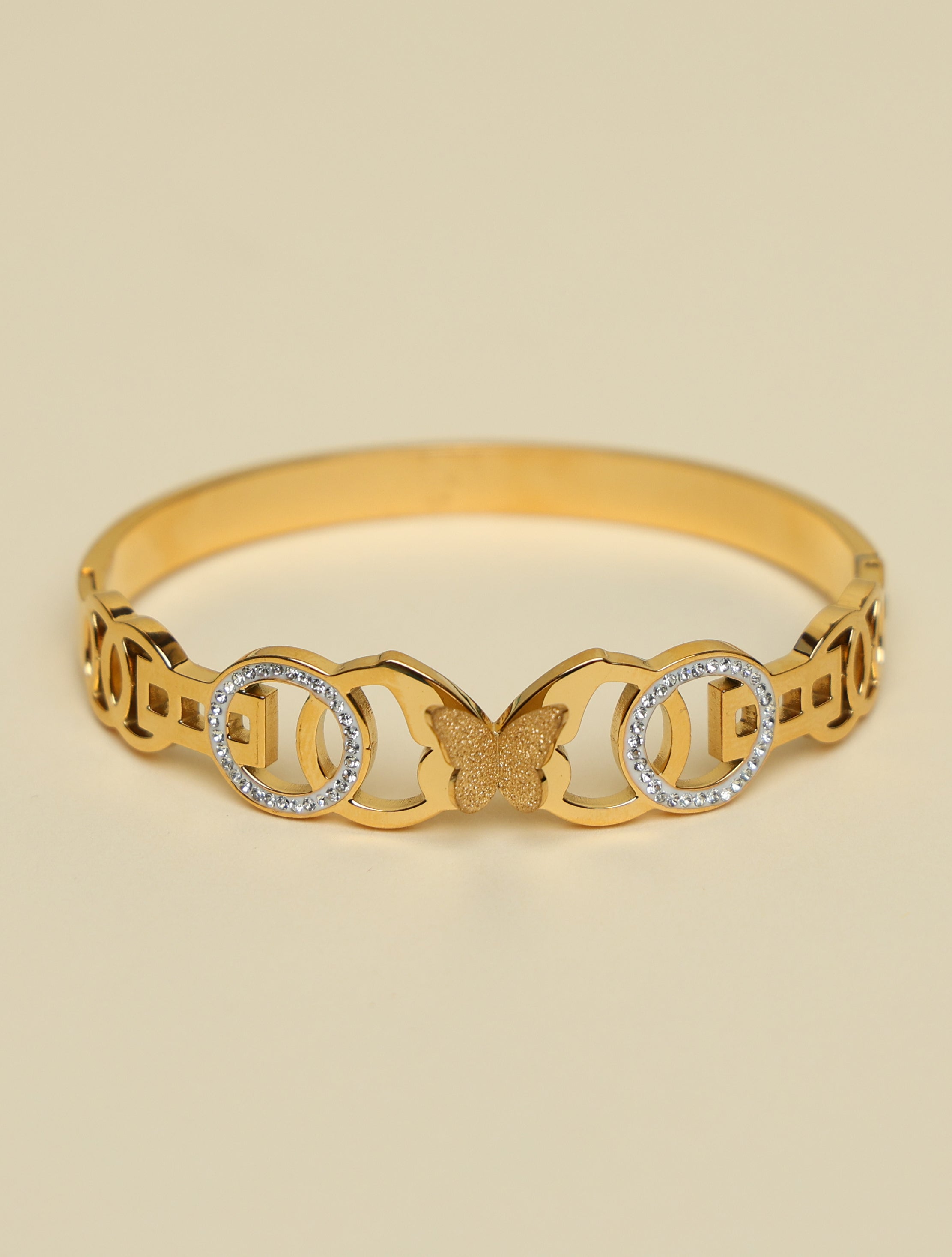 Women's Gold-Plated Butterfly Crystal Designer Kada Bracelet | Elegant Fashion Bangle for Women & Girls