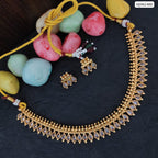 Traditional Gold-Tone Kundan Choker Necklace Set with Matching Earrings | Adjustable Ethnic Jewelry for Women