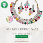 Multicolor Kundan Choker Necklace Set with Earrings for Women