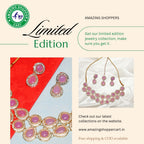 Pink Stone Choker Necklace Set with Earrings