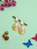 Multicolor Geometric Enamel Drop Earrings for Women | Gold-Tone Statement Earrings
