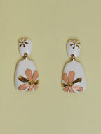 Elegant Floral Enamel Drop Earrings for Women | Gold-Tone Statement Earrings