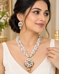 Beautiful Multicolor Floral Beaded Necklace & Earrings Set for Women