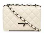 Women’s Ivory Quilted Shoulder Bag with Woven Chain Strap
