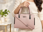 Women's Pink Structured Handbag with Adjustable Shoulder Strap