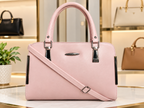 Women's Pink Structured Handbag with Adjustable Shoulder Strap
