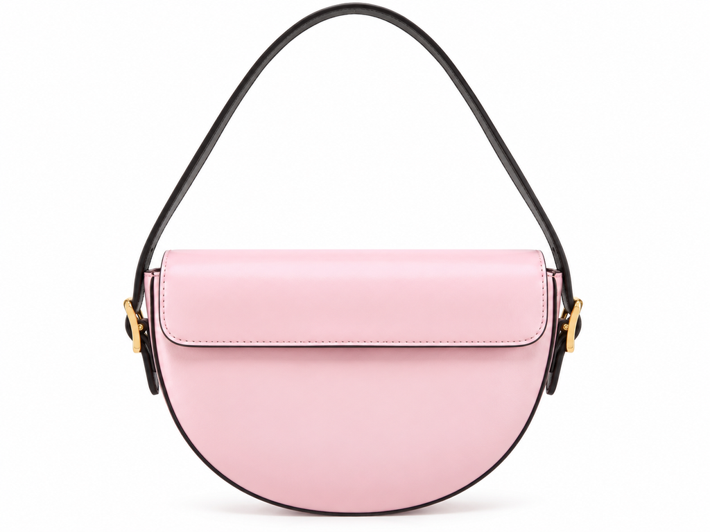 Women's Pink Curved Shoulder Bag with Adjustable Strap