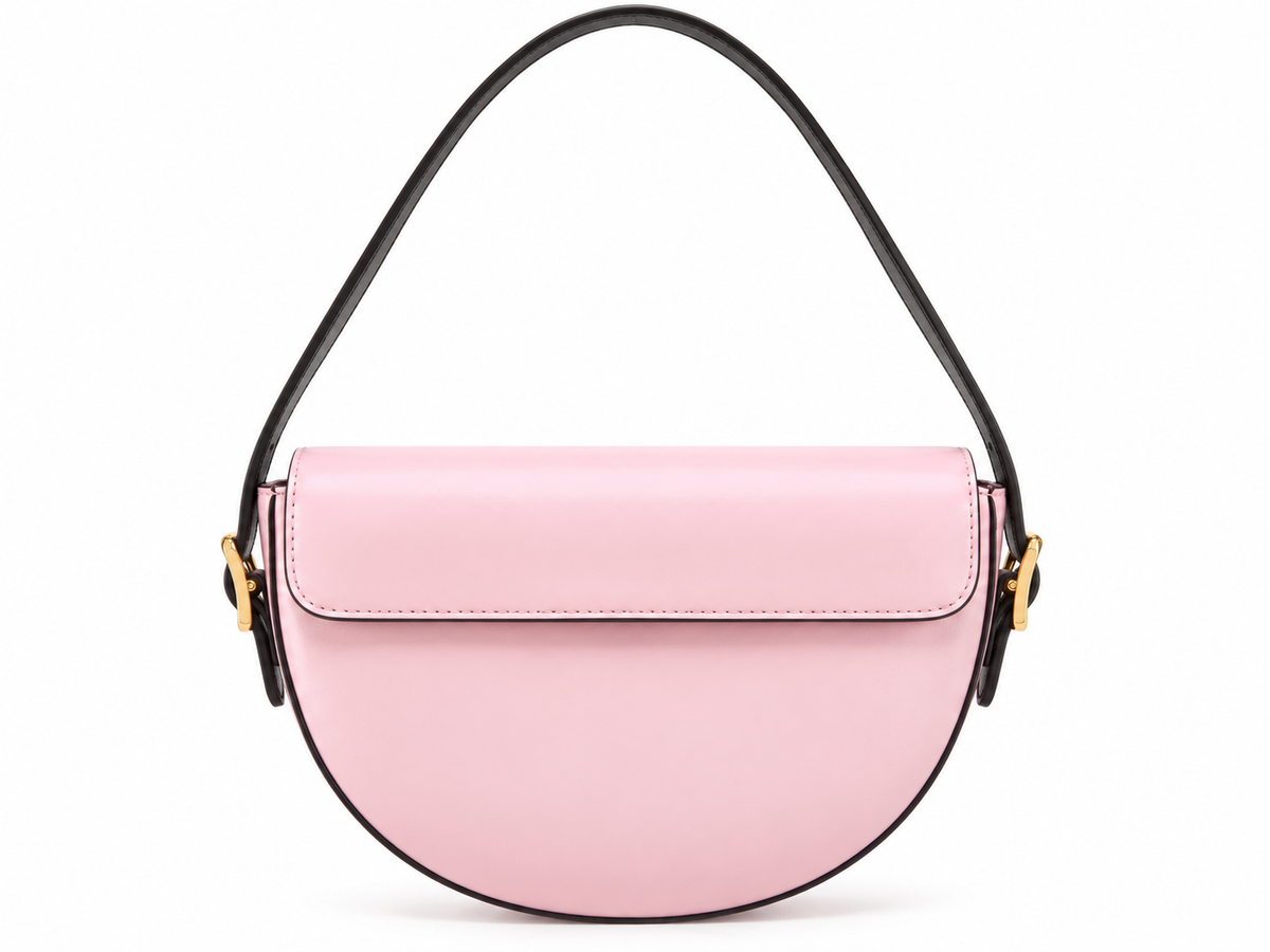 Women's Pink Curved Shoulder Bag with Adjustable Strap