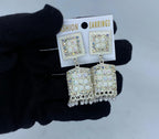 Silver-Tone Kundan Square Drop Earrings with Pearl Beads for Women | Elegant Party & Ethnic Earrings