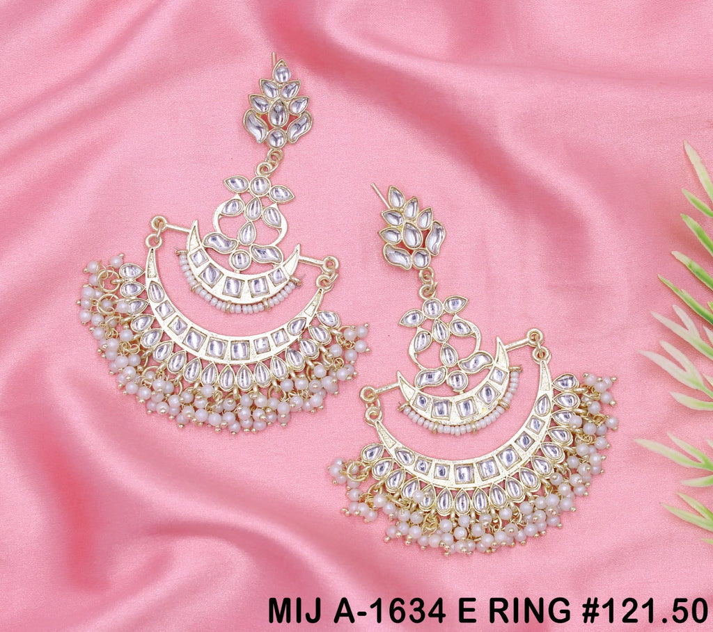 Chandbali Earrings with Pearl Beads for Women | Bridal & Wedding Statement Earrings