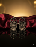 Oxidised Silver Mirror Tassel Earrings for Women | Bohemian Statement Dangle Earrings