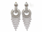 Elegant Silver-Tone Crystal & Pearl Statement Drop Earrings