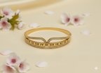 Gold-Tone Roman Numeral Crystal Cuff Bracelet for Women | Elegant Open Bangle I Anti-Tarnish Stylish Bracelet