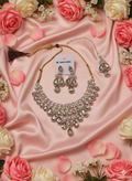 Silver-Tone Kundan Teardrop Necklace Set for Women