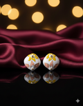 Floral Enamel Stud Earrings for Women | White & Yellow Gold-Tone Fashion Earrings