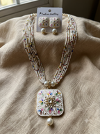 Multicolor Pearl Beaded Necklace Set with Matching Earrings – Elegant Fashion Jewellery