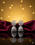 Silver-Tone Mirror Jhumka Earrings with Pearl Drops for Women | Traditional Statement Earrings