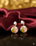 Multicolor Geometric Enamel Drop Earrings for Women | Gold-Tone Statement Earrings