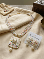 Multicolor Pearl Beaded Necklace Set with Matching Earrings – Elegant Fashion Jewellery