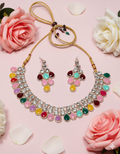 Multicolor Kundan Choker Necklace Set with Earrings for Women