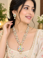 Multicolor Floral Pearl Necklace Set with Matching Earrings