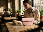 Women's Pink Curved Shoulder Bag with Adjustable Strap